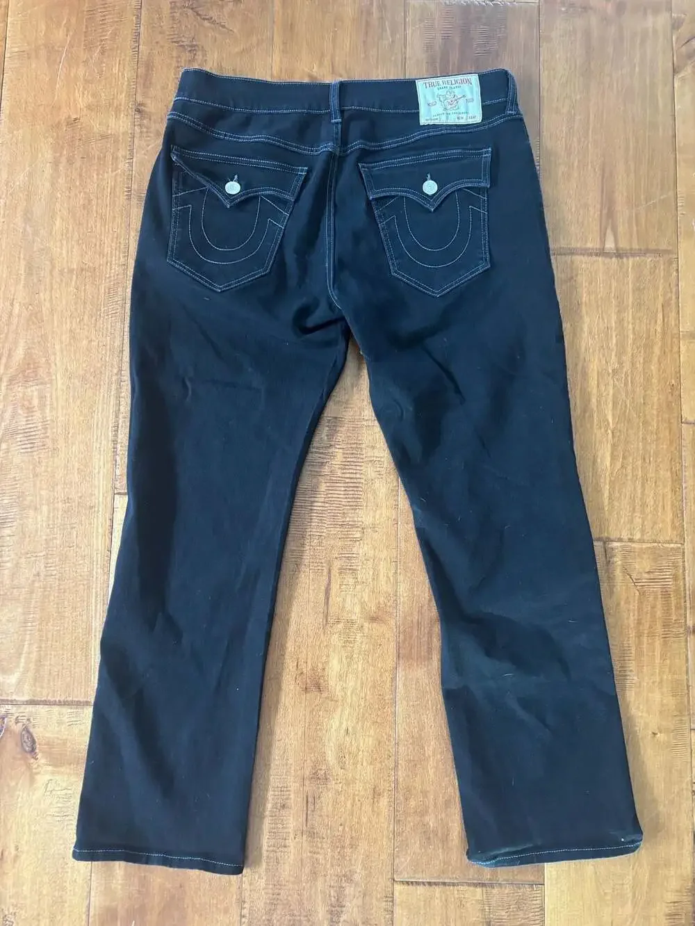True Religion Ricky Relaxed Straight Men's Black Jeans, Size 36